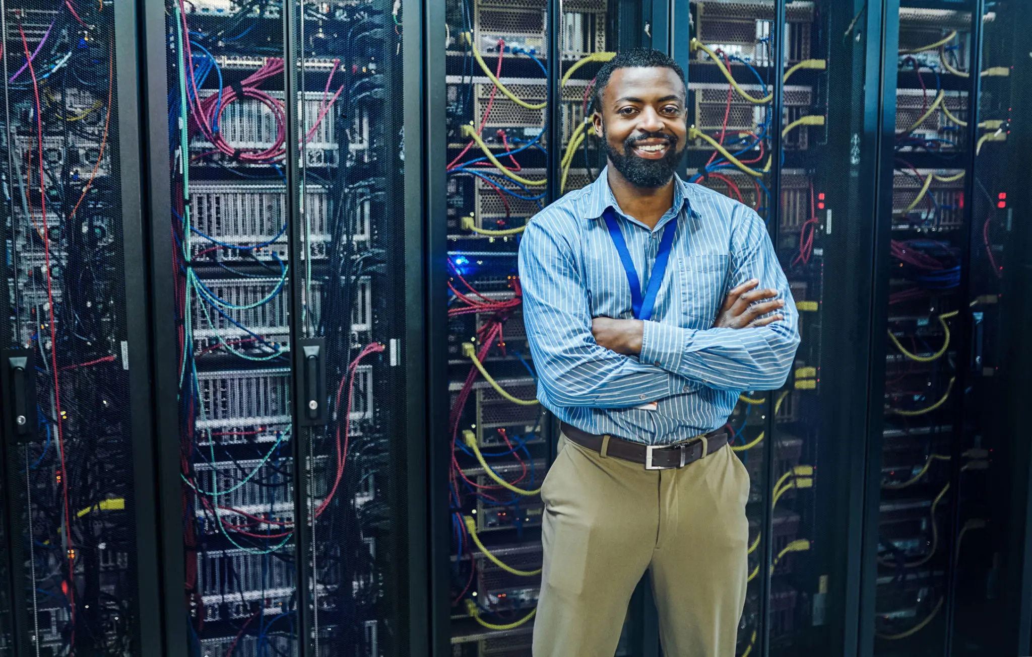 Cloud platform engineer working in a secure data center